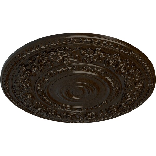 Rose Ceiling Medallion (Fits Canopies Up To 13 1/2), Hand-Painted Bronze, 33 7/8OD X 2 3/8P